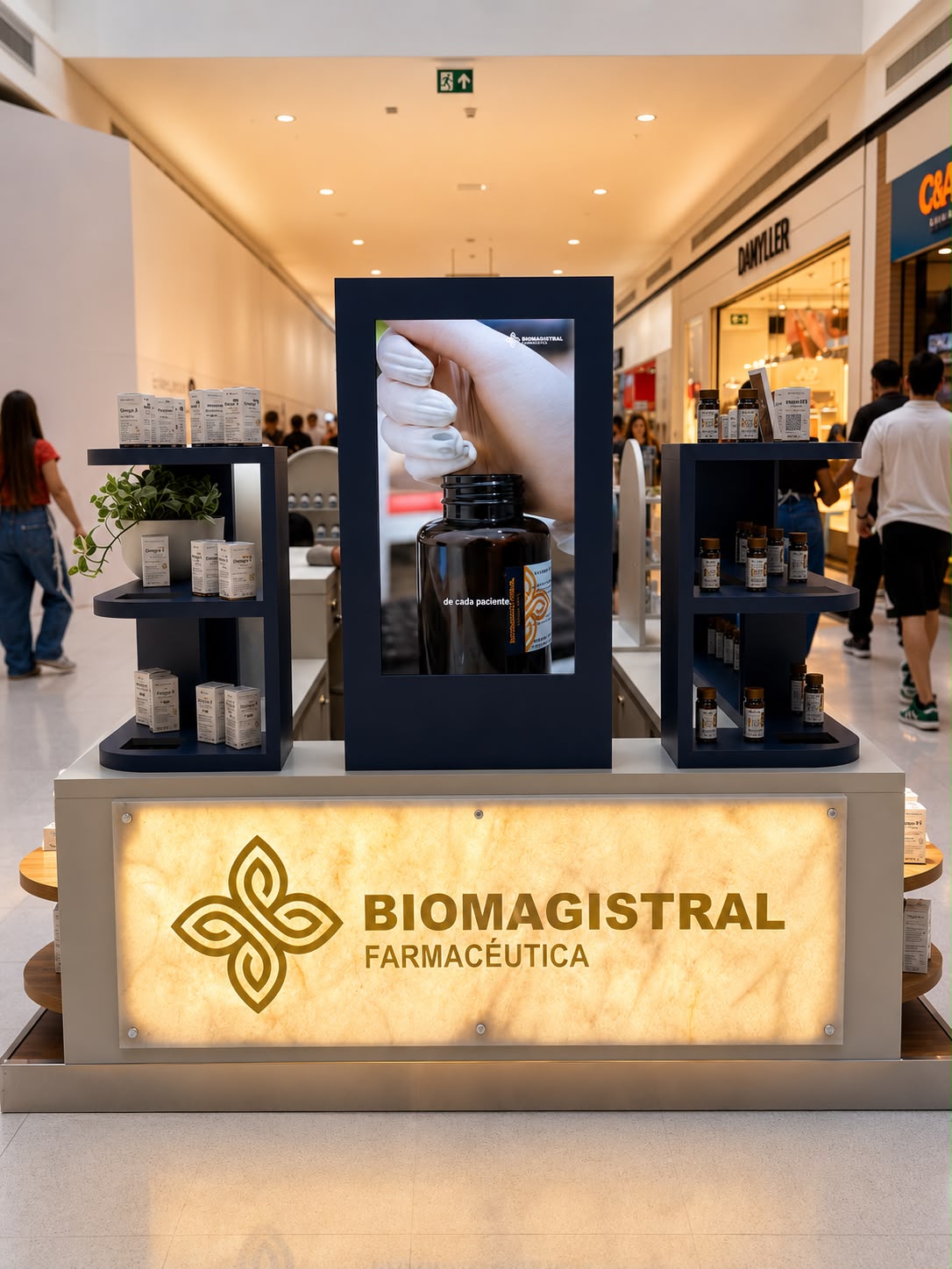 Operação do quiosque Biomagistral no shopping